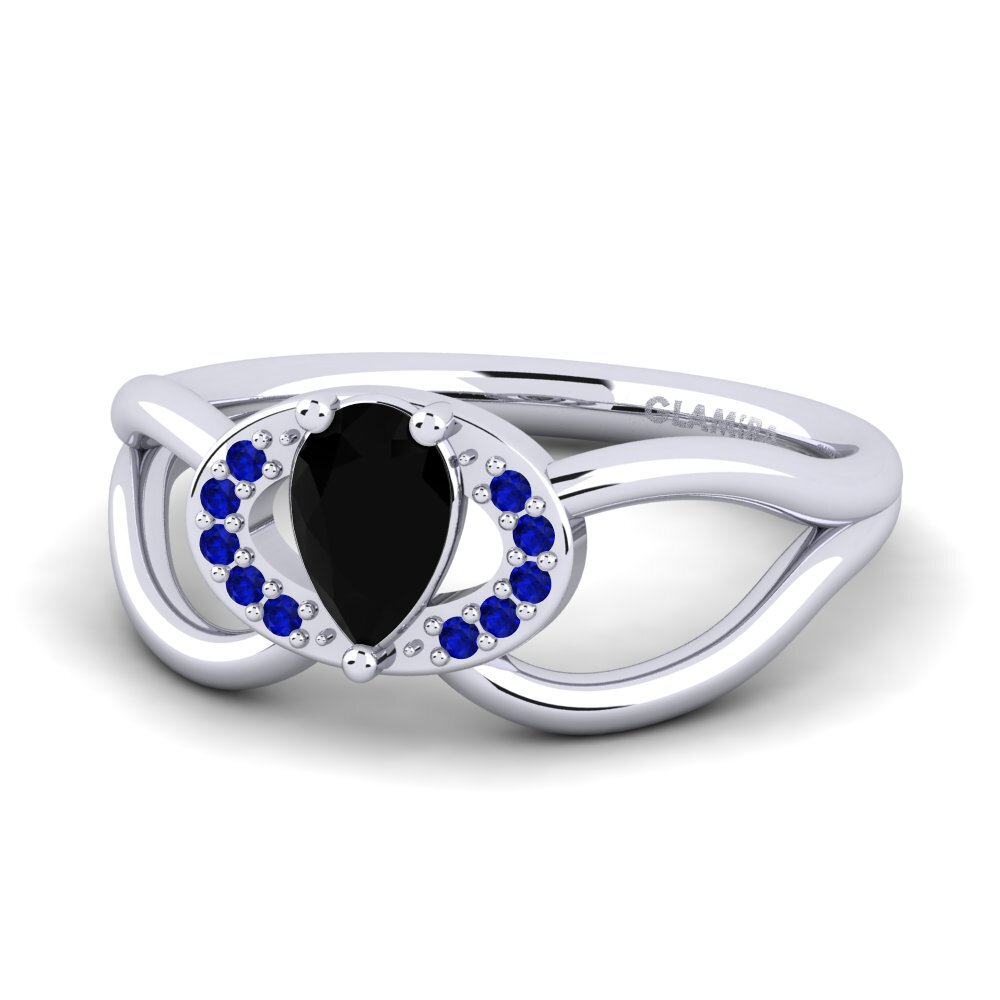 9ct White Gold Black Diamond Engagement Ring Vontressa