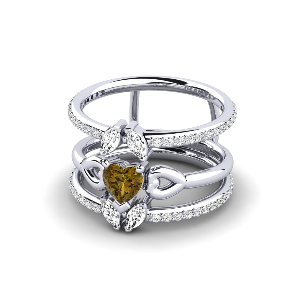 950 Platinum Brown Zircon Ring Vouma - SET