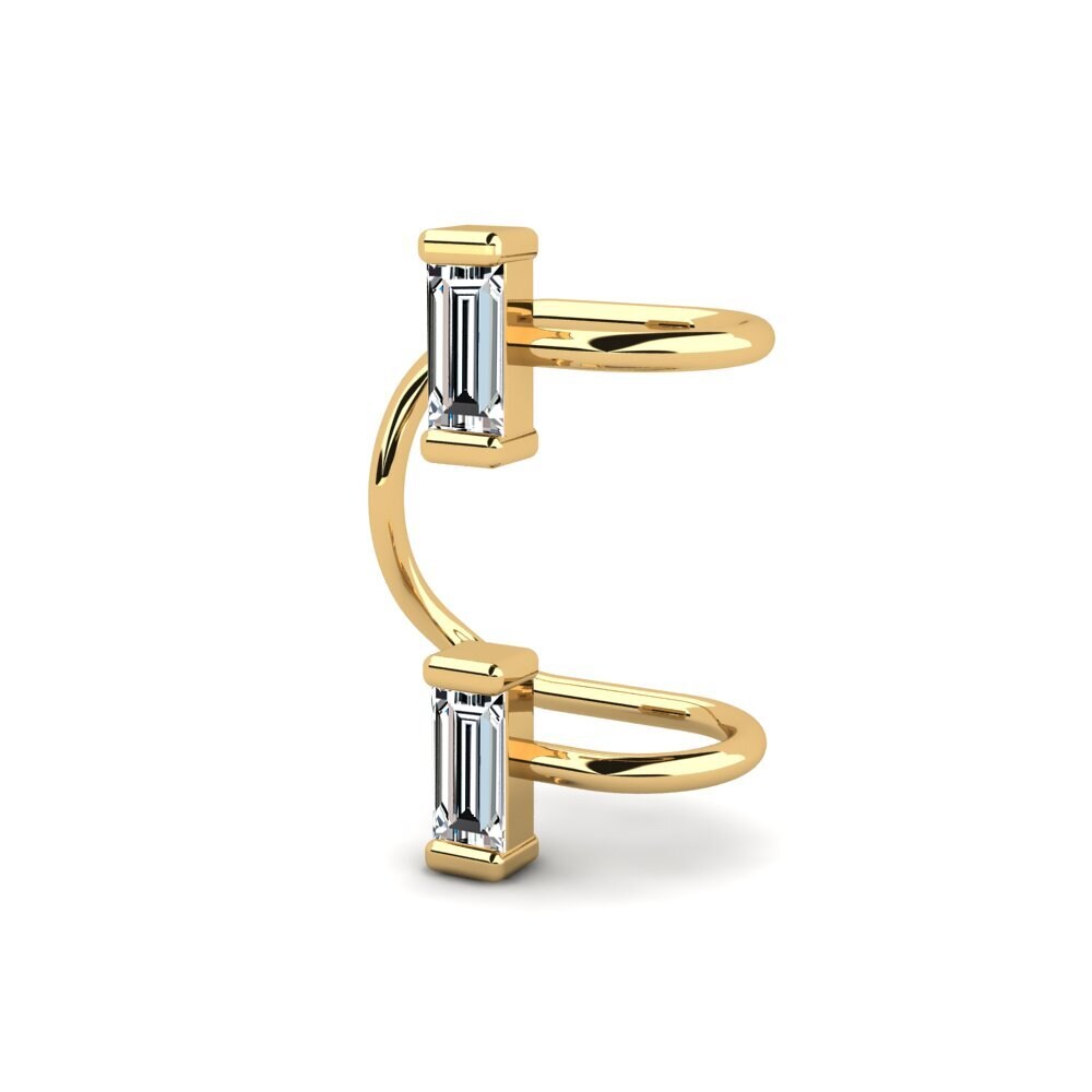 14k Oro Amarillo Baguette Pendiente de mujer Voyou