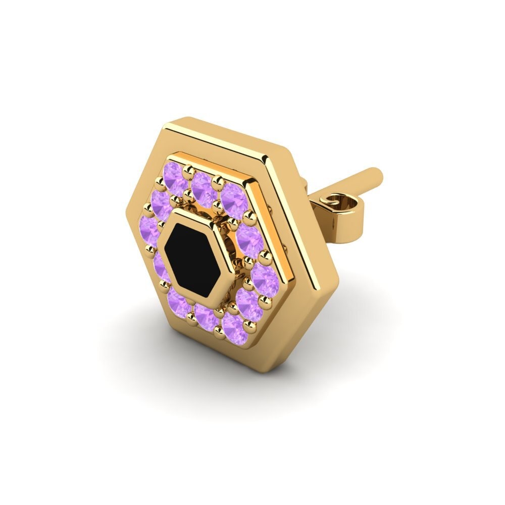 14ct Yellow Gold Amethyst Men's Earring Vratislav