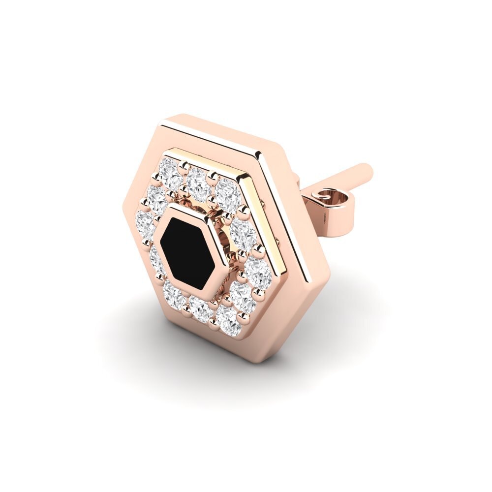 14ct Rose Gold White sapphire Men's Earring Vratislav