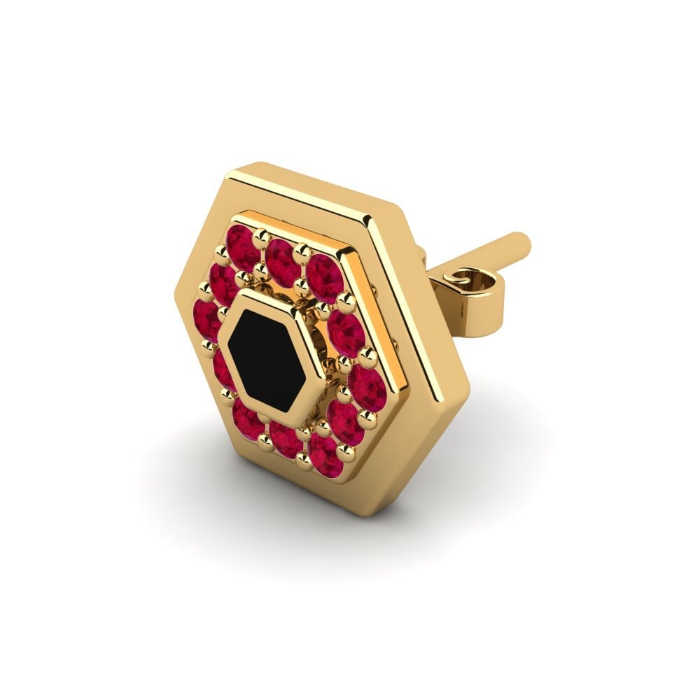 18ct Yellow Gold Ruby Men's Earring Vratislav