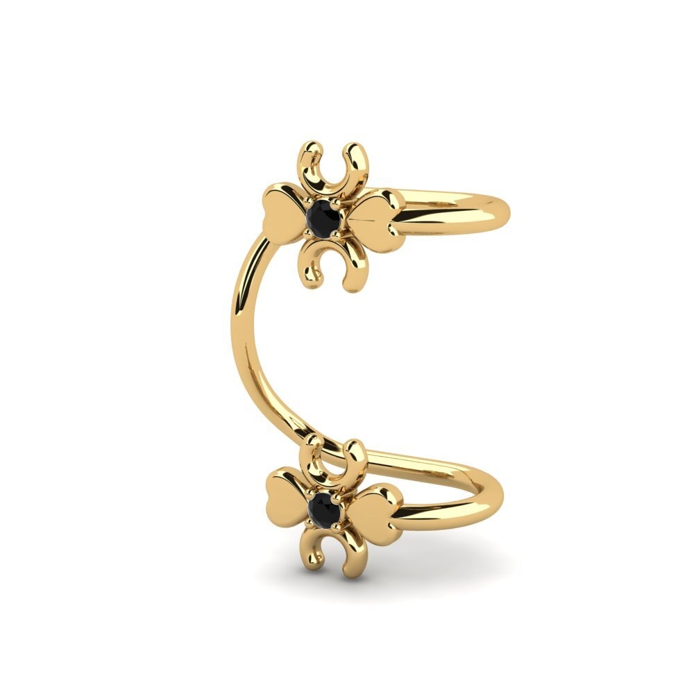 14k Oro Amarillo Diamante Negro Pendiente de mujer Vulcanite