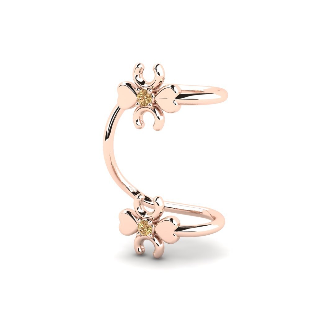 14k Oro Rosa Diamante café Pendiente de mujer Vulcanite