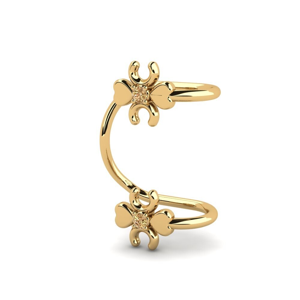 14ct Yellow Gold Brown Diamond Women's Earring Vulcanite