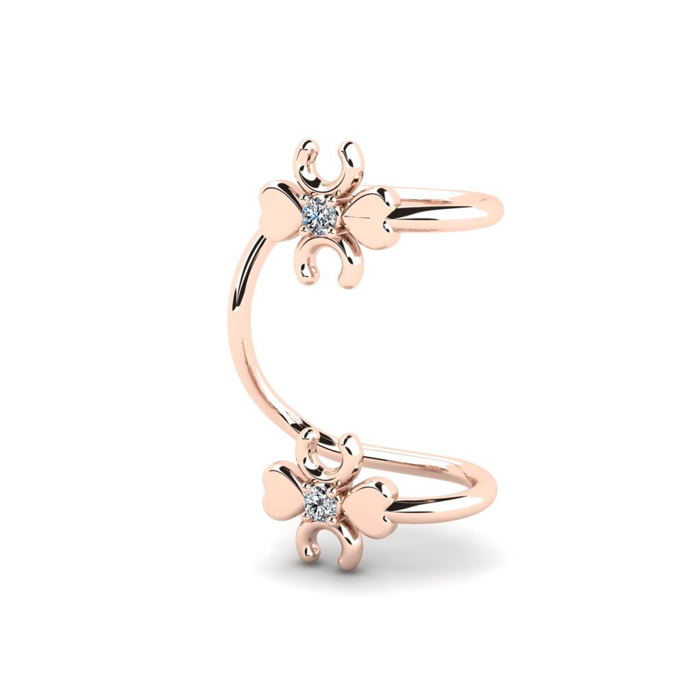 14K Rood Goud Dames Oorbellen Vulcanite