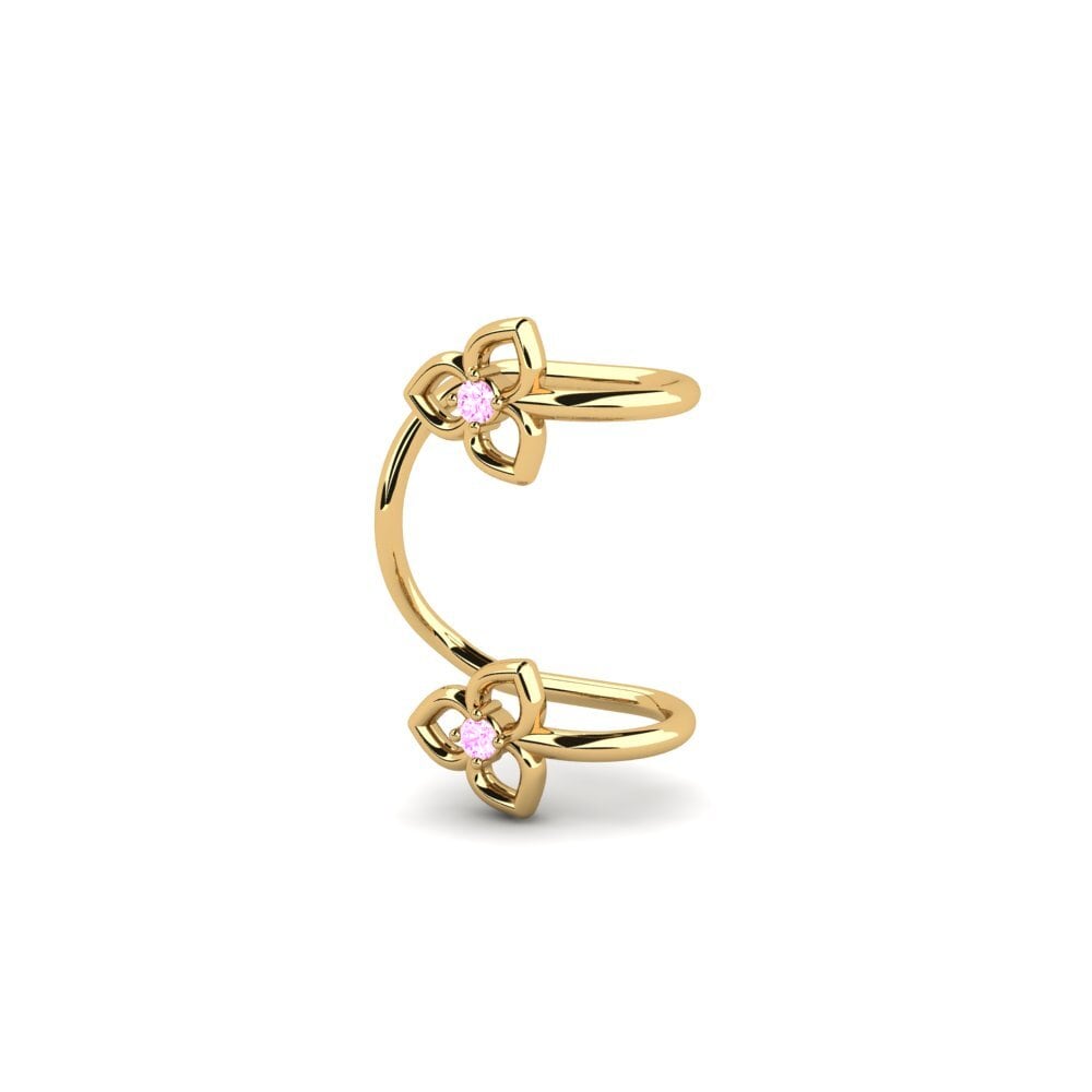 14ct Yellow Gold Pink Sapphire Women's Earring Vulgariser