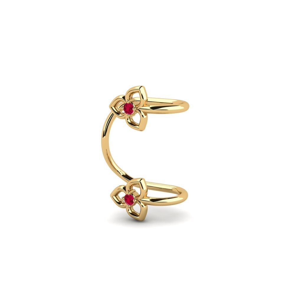 14ct Yellow Gold Ruby Women's Earring Vulgariser
