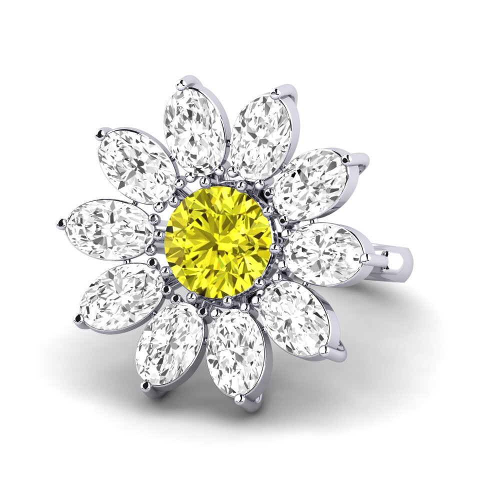 18k Oro Blanco Anillo Walcott