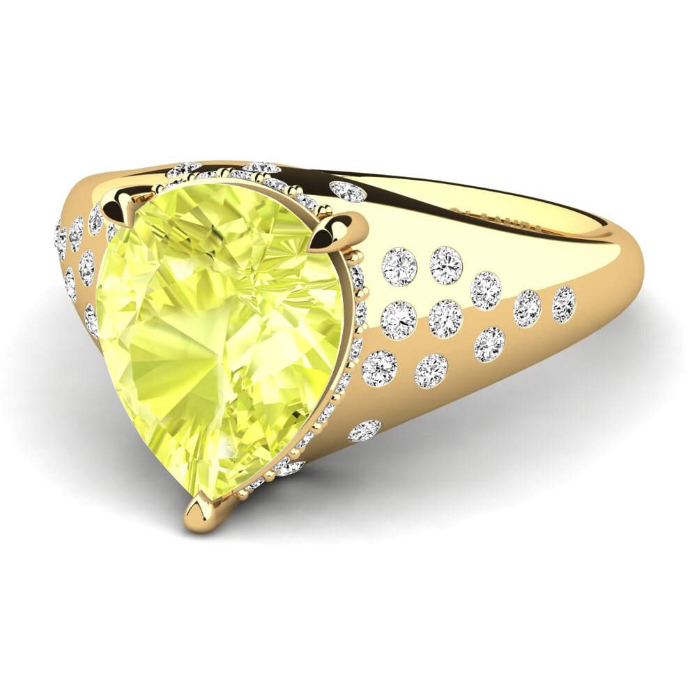 14k Oro Amarillo Cuarzo Limón Anillo de compromiso Waneta
