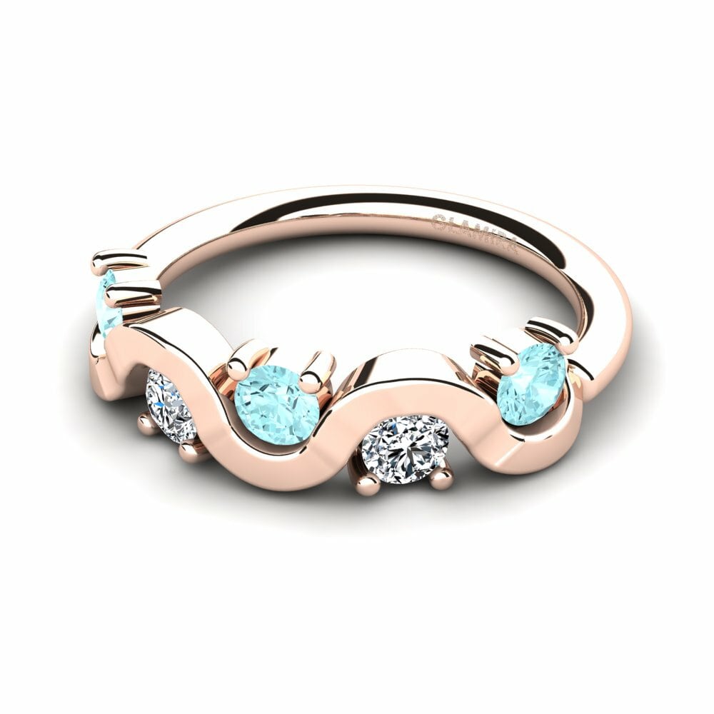 Verlobungsringe 3 & 5 Stones Aquamarin Rotgold 585