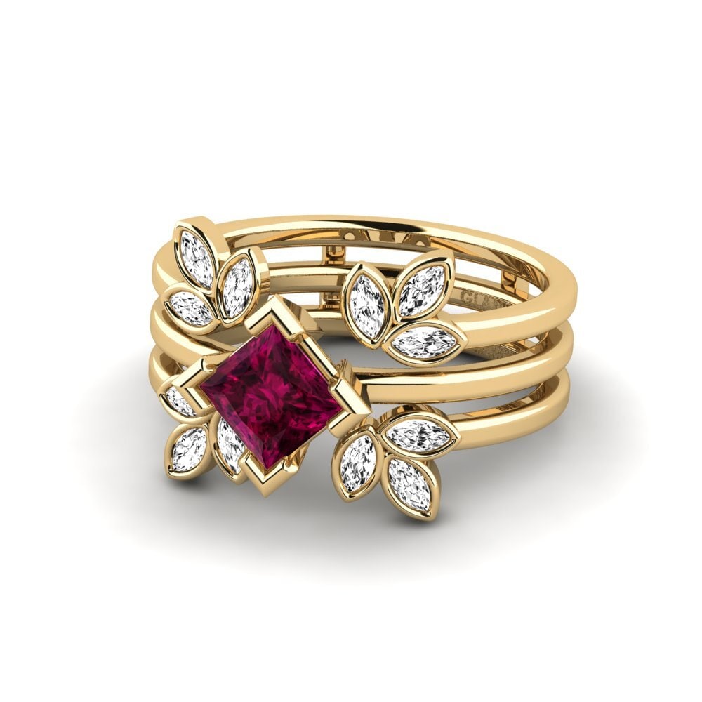 Granate Rhodolite Anillo Wanjin - SET