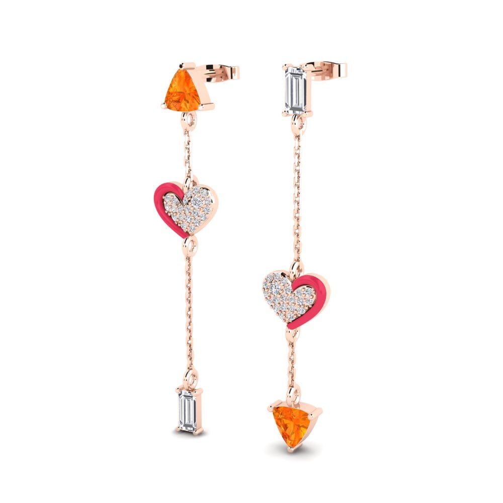 Orange Sapphire Women's Earring Warna-Warni