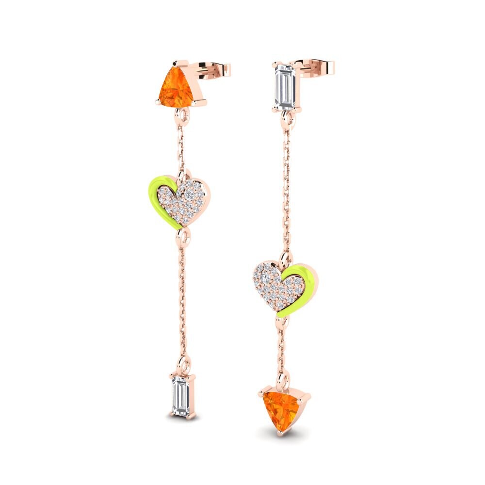 Orange Sapphire Women's Earring Warna-Warni