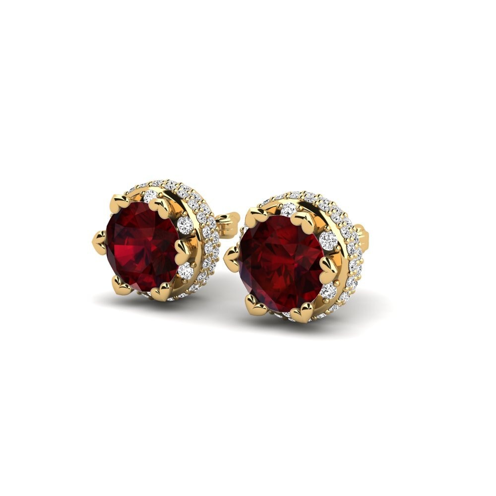 18k Oro Amarillo Granate Pendiente de mujer Wartortle