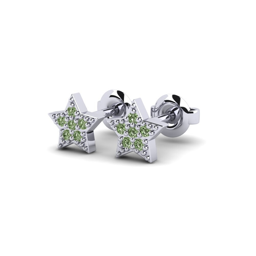 White Silver Green Diamond Kid's Earring Wasan