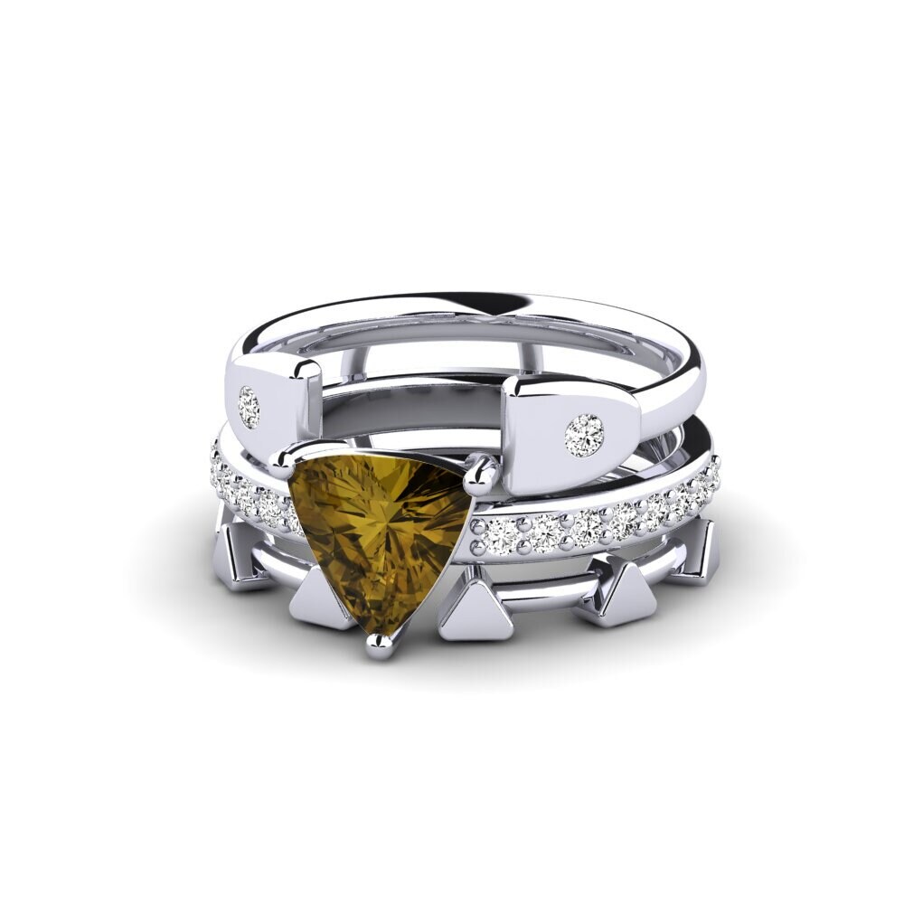 950 Platinum Brown Zircon Ring Wegyron - SET