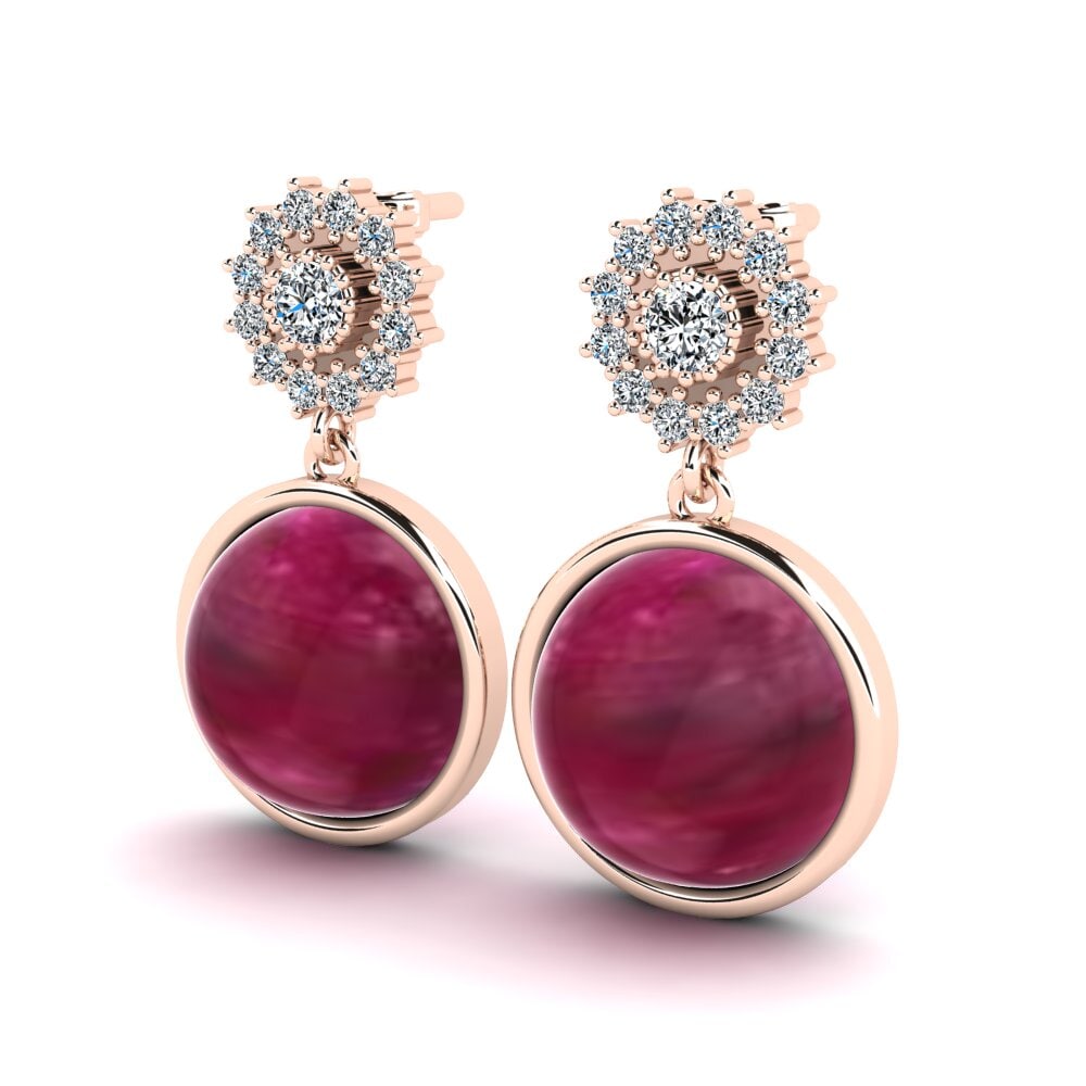 18k Oro Rosa Rubí Cabujón Pendiente de mujer Wendelina