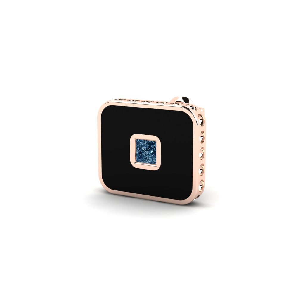 14k Oro Rosa Diamante Azul Pendiente para hombre Wethrom
