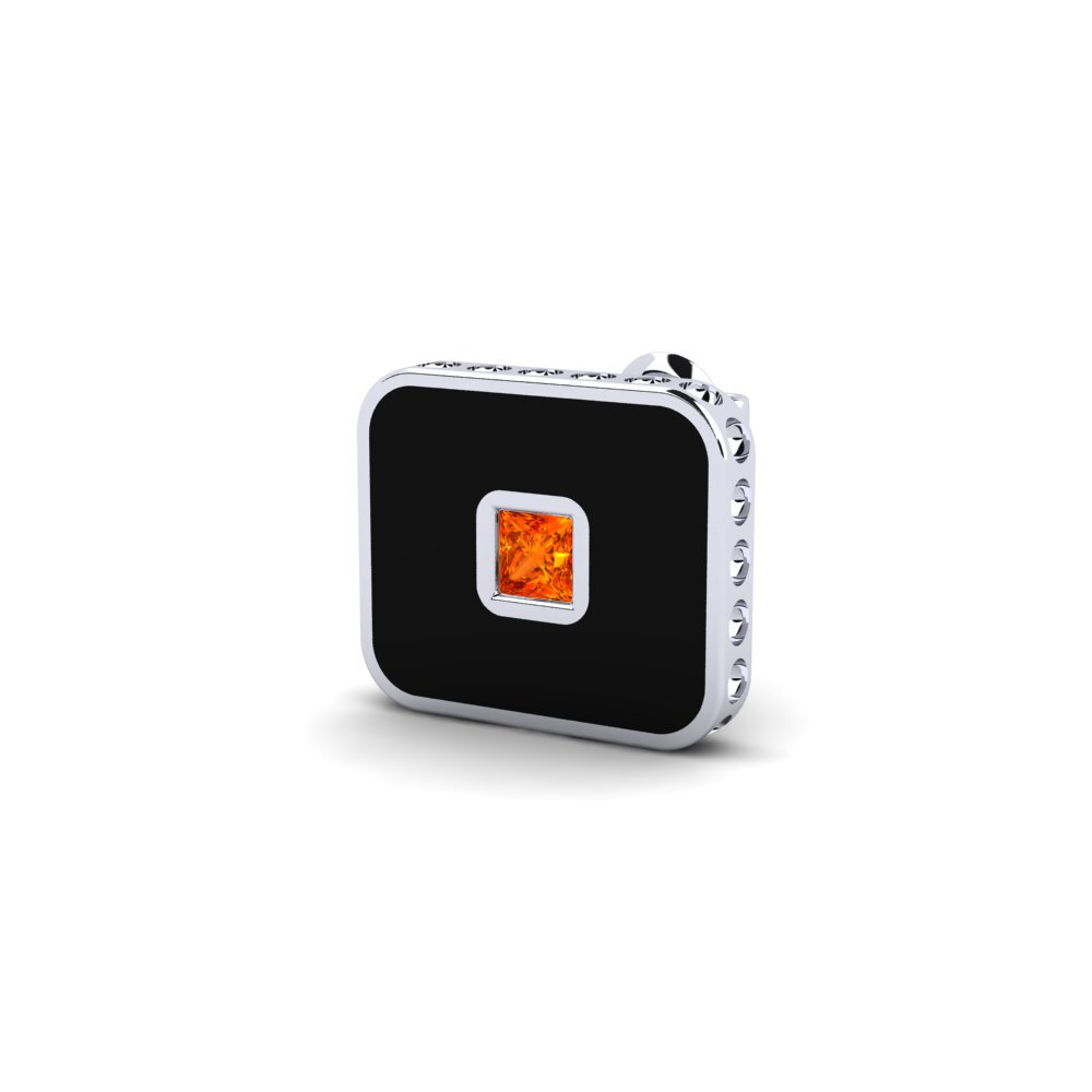 14k Oro Blanco Zafiro Naranja Pendiente para hombre Wethrom