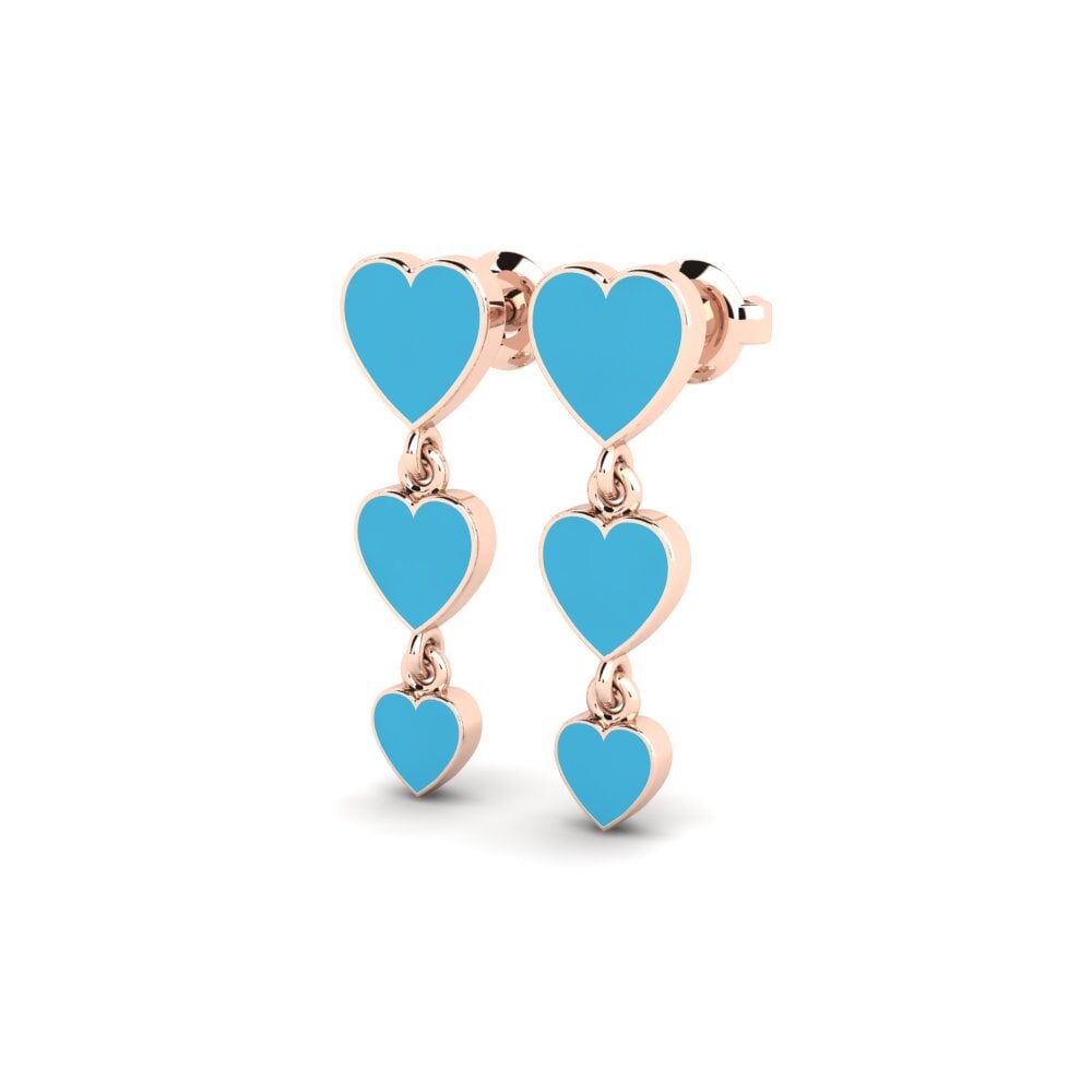 14k Oro Rosa Pendiente Whie