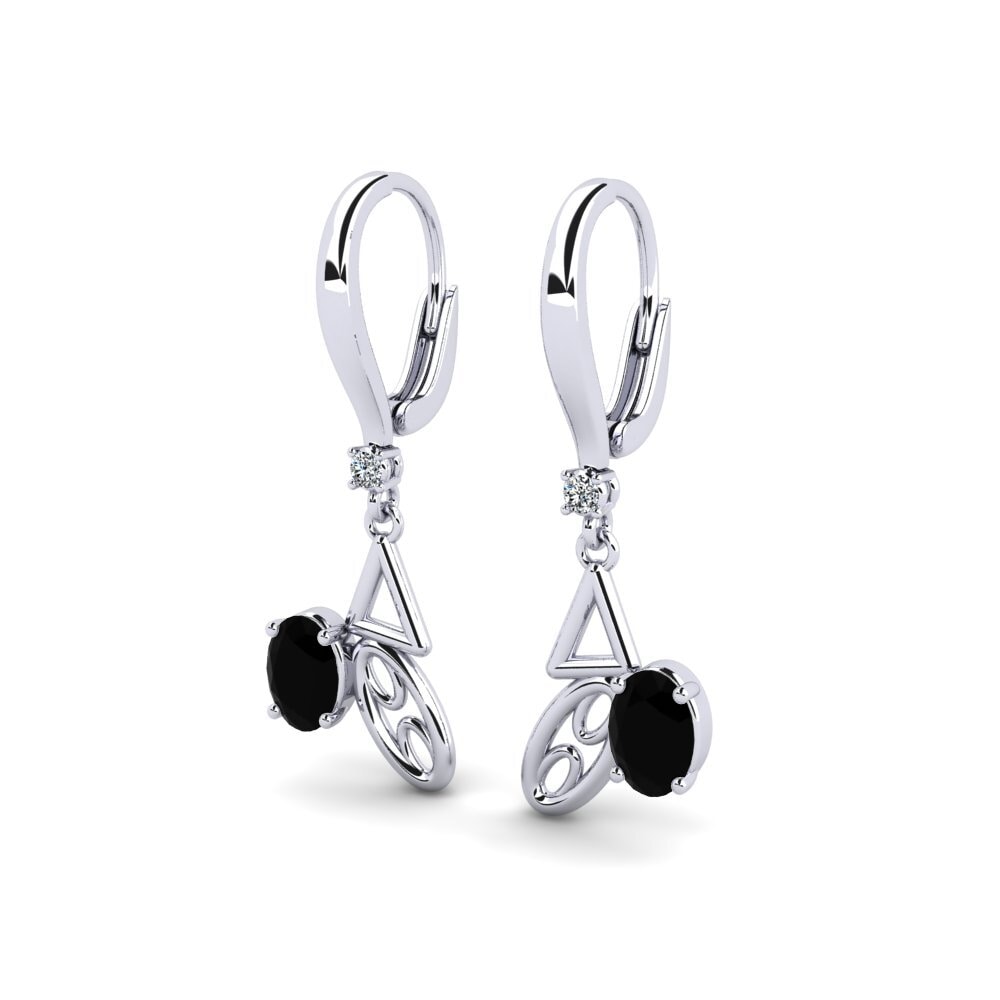 Ovalado Diamante Negro Pendiente de mujer Whitrack