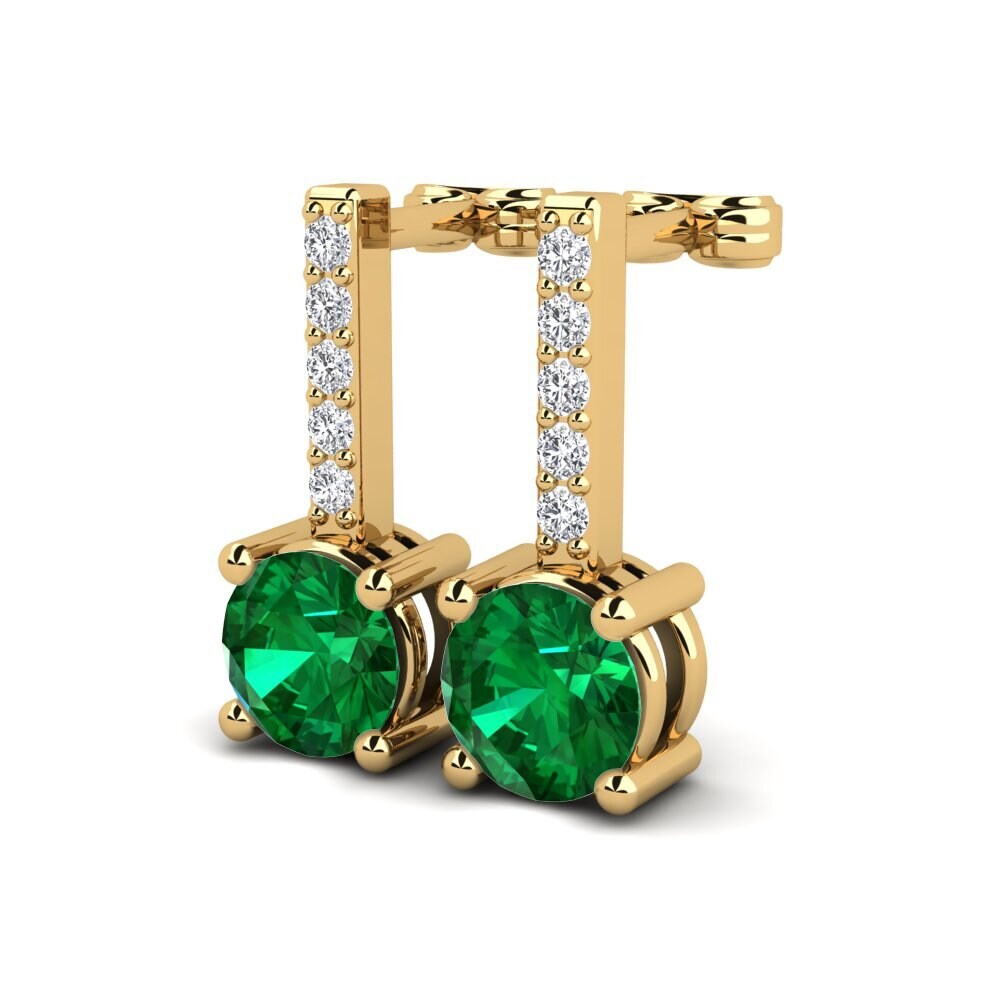 14ct Yellow Gold Emerald (Lab Created) Women's Earring Whitley