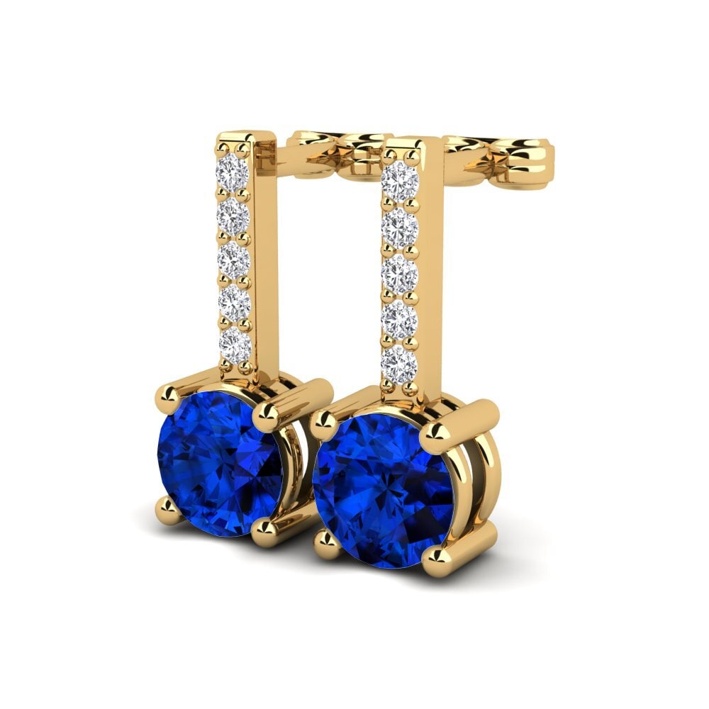 14ct Yellow Gold Sapphire (Lab Created) Women's Earring Whitley