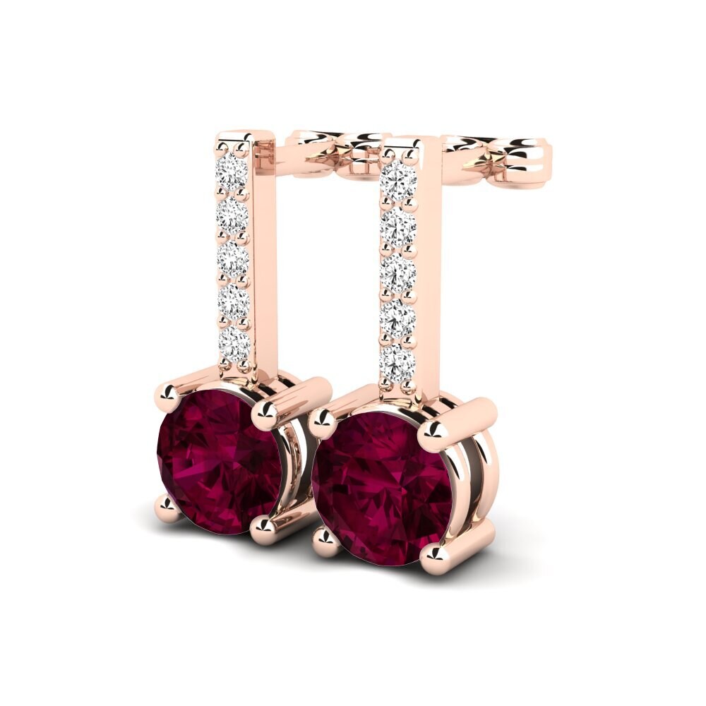 14k Oro Rosa Granate Rhodolite Pendiente de mujer Whitley