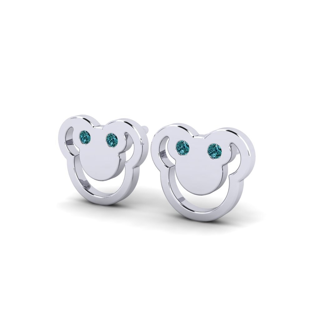 18k White Gold Blue Diamond Kid's Earring Wiges