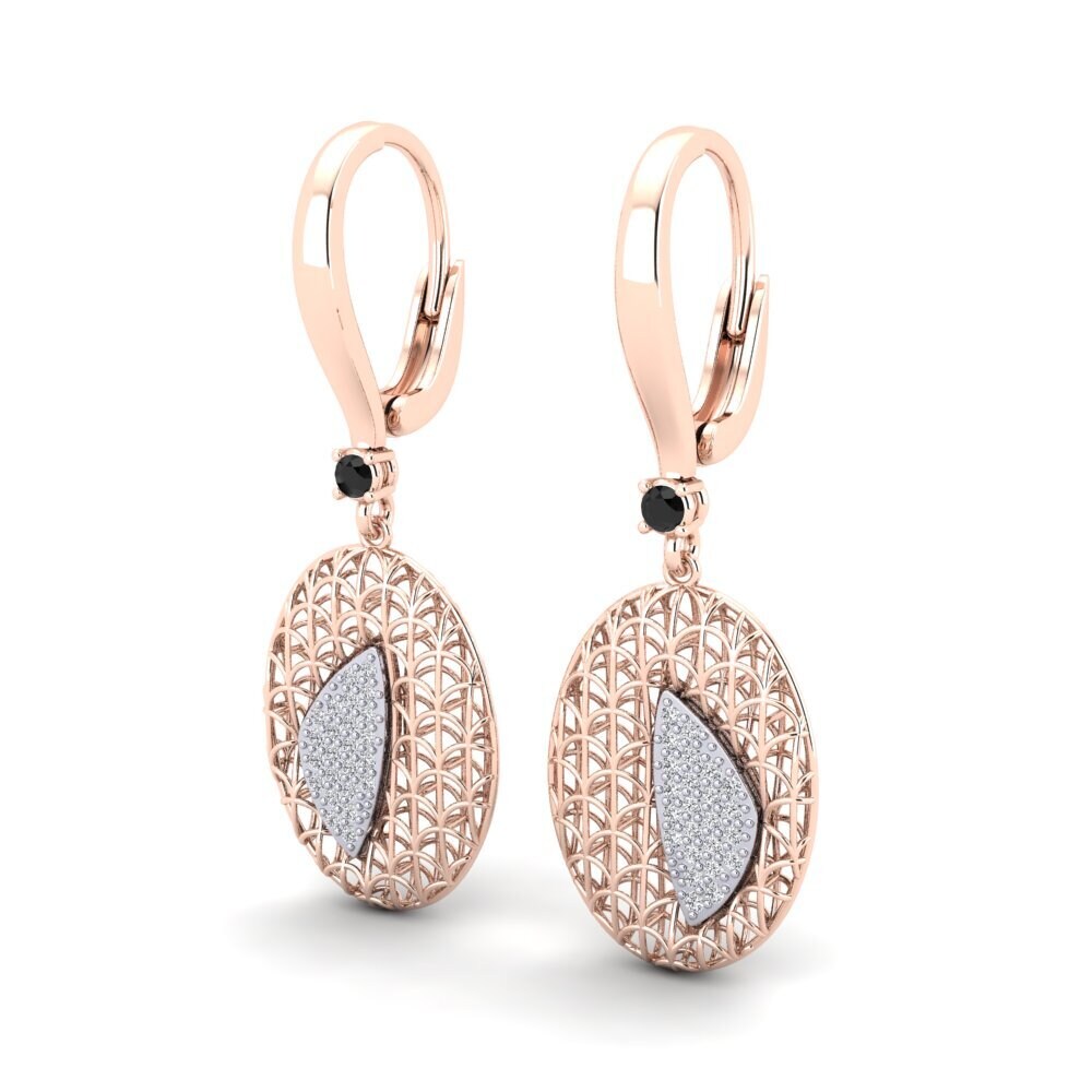 14k Oro Rosa & Blanco Zafiro negro Pendiente de mujer Wonda