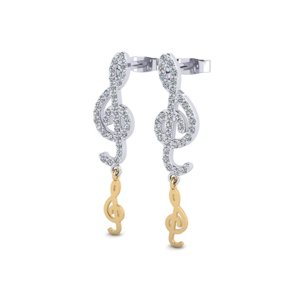 9k Oro Blanco & Amarillo Pendiente de mujer Woodardes