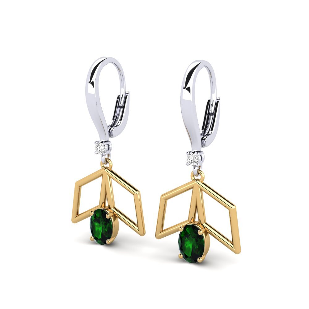 Ovalado Turmalina verde Pendiente de mujer Woozy