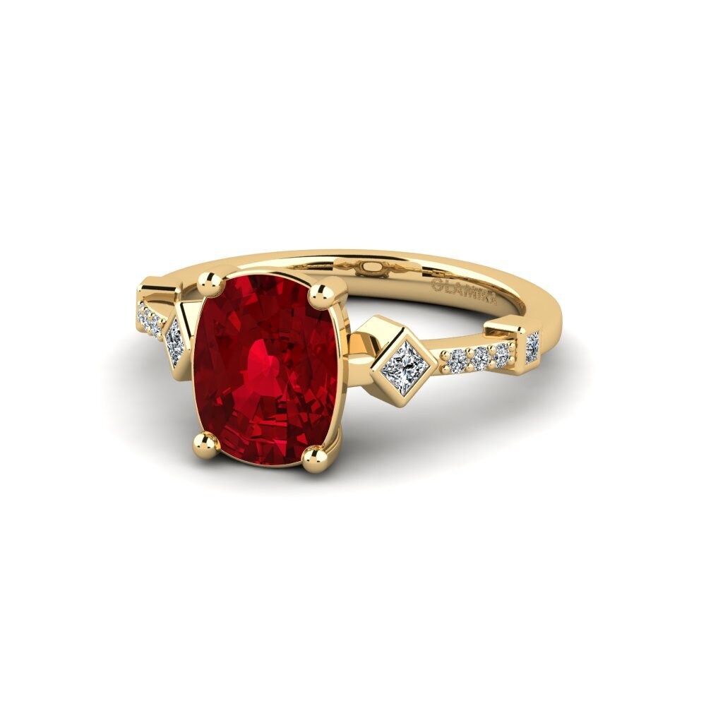 Circonita Roja Anillo de compromiso Wormeaa - Cushion