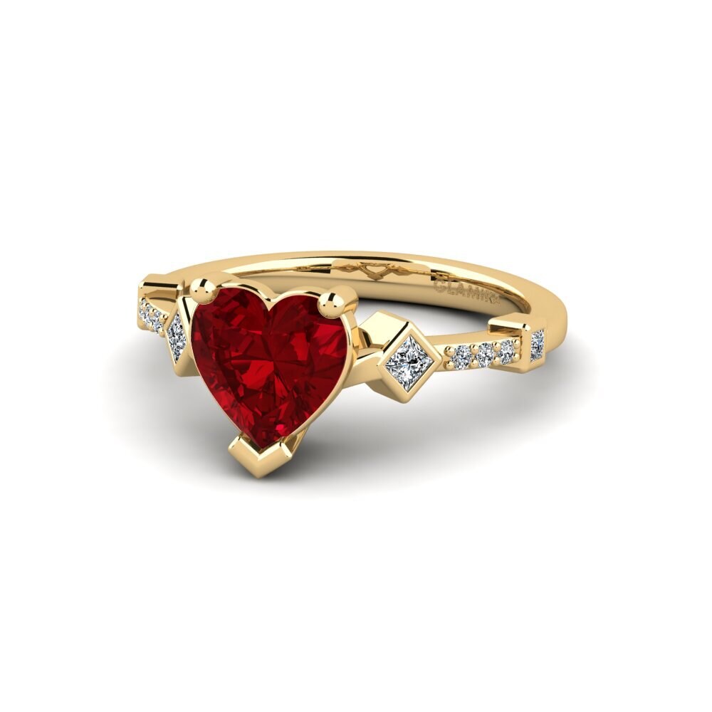 Circonita Roja Anillo de compromiso Wormeaa - Heart
