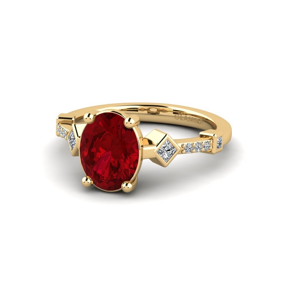 Circonita Roja Anillo de compromiso Wormeaa - Oval