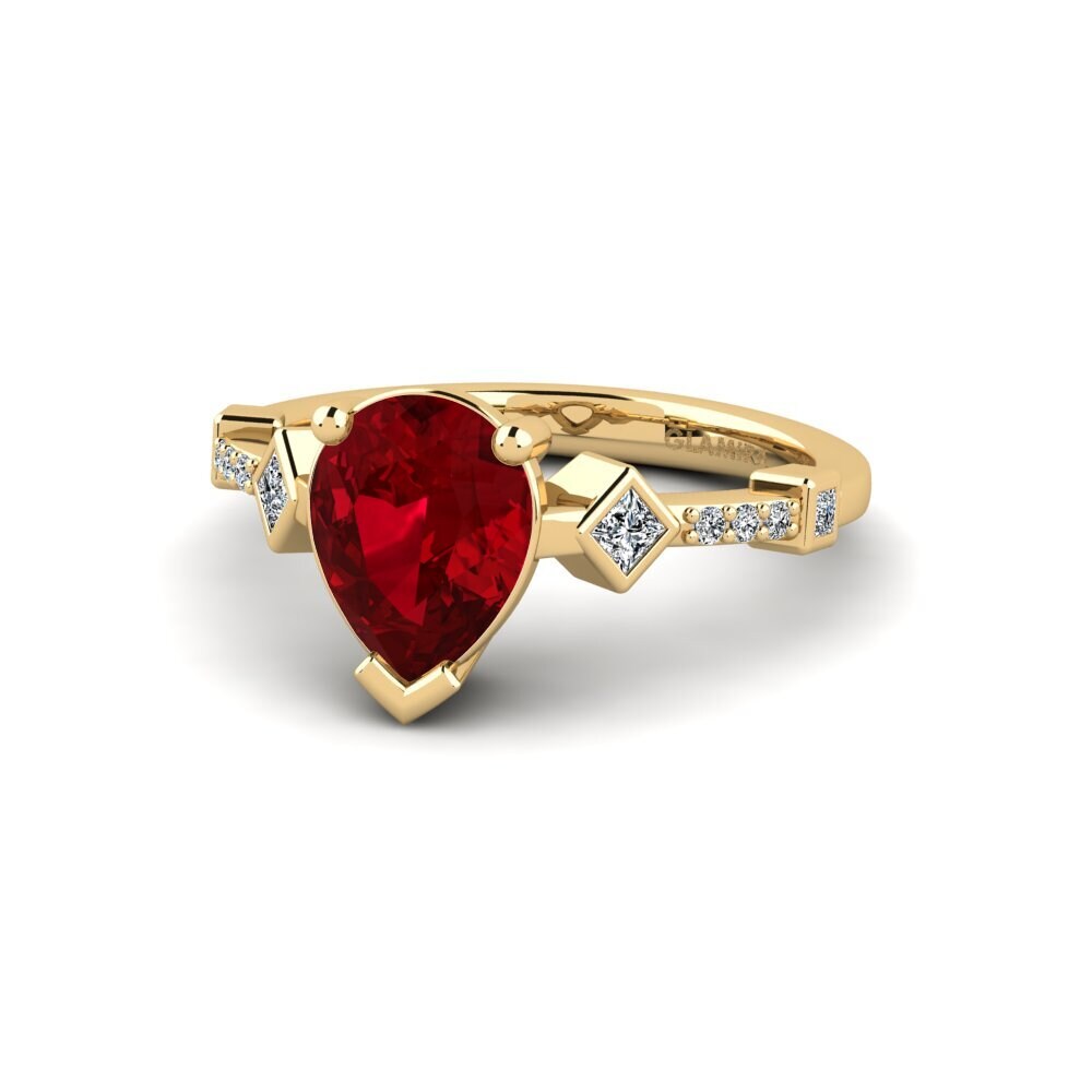 Circonita Roja Anillo de compromiso Wormeaa - Pear