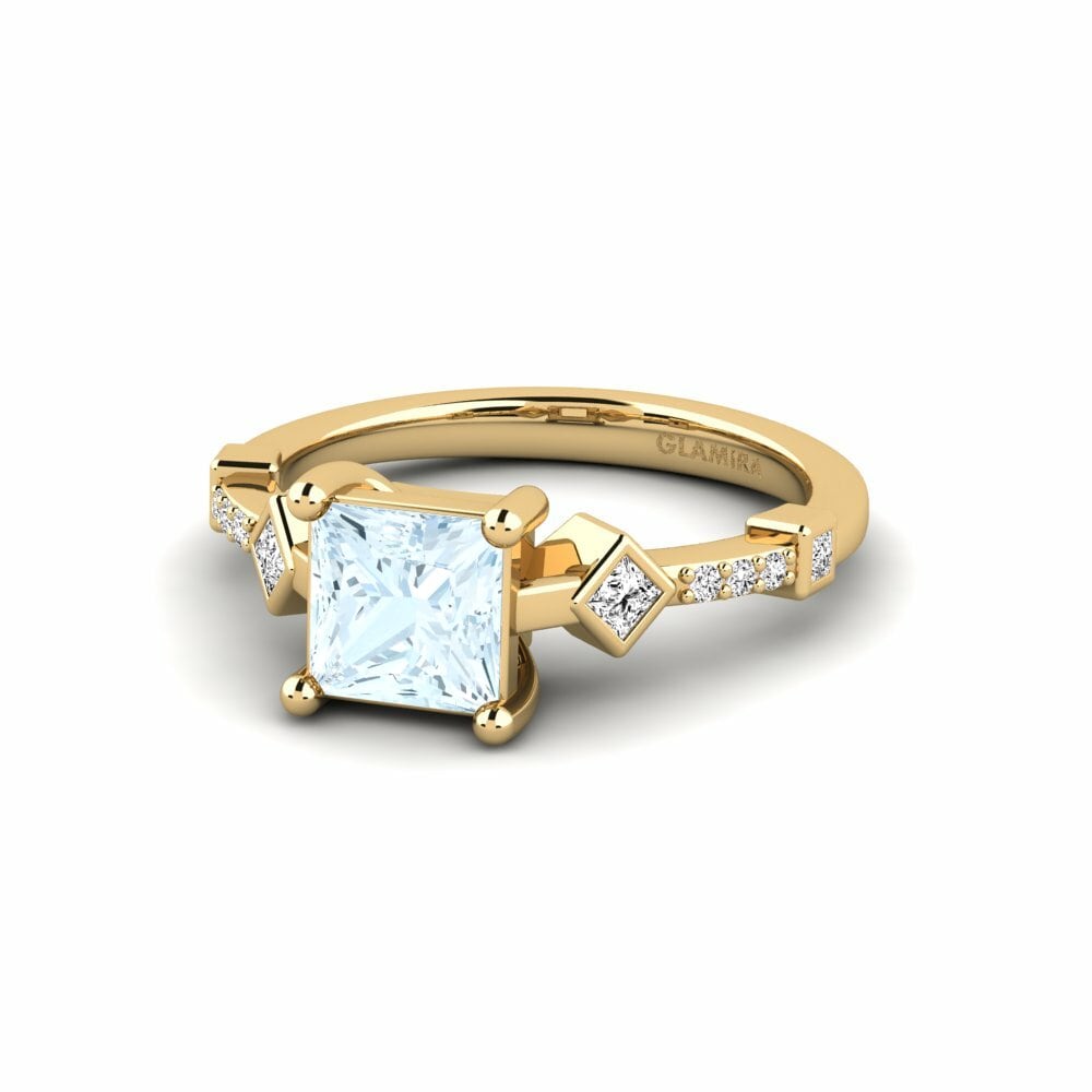 Aquamarine Engagement Ring Wormeaa - Princess