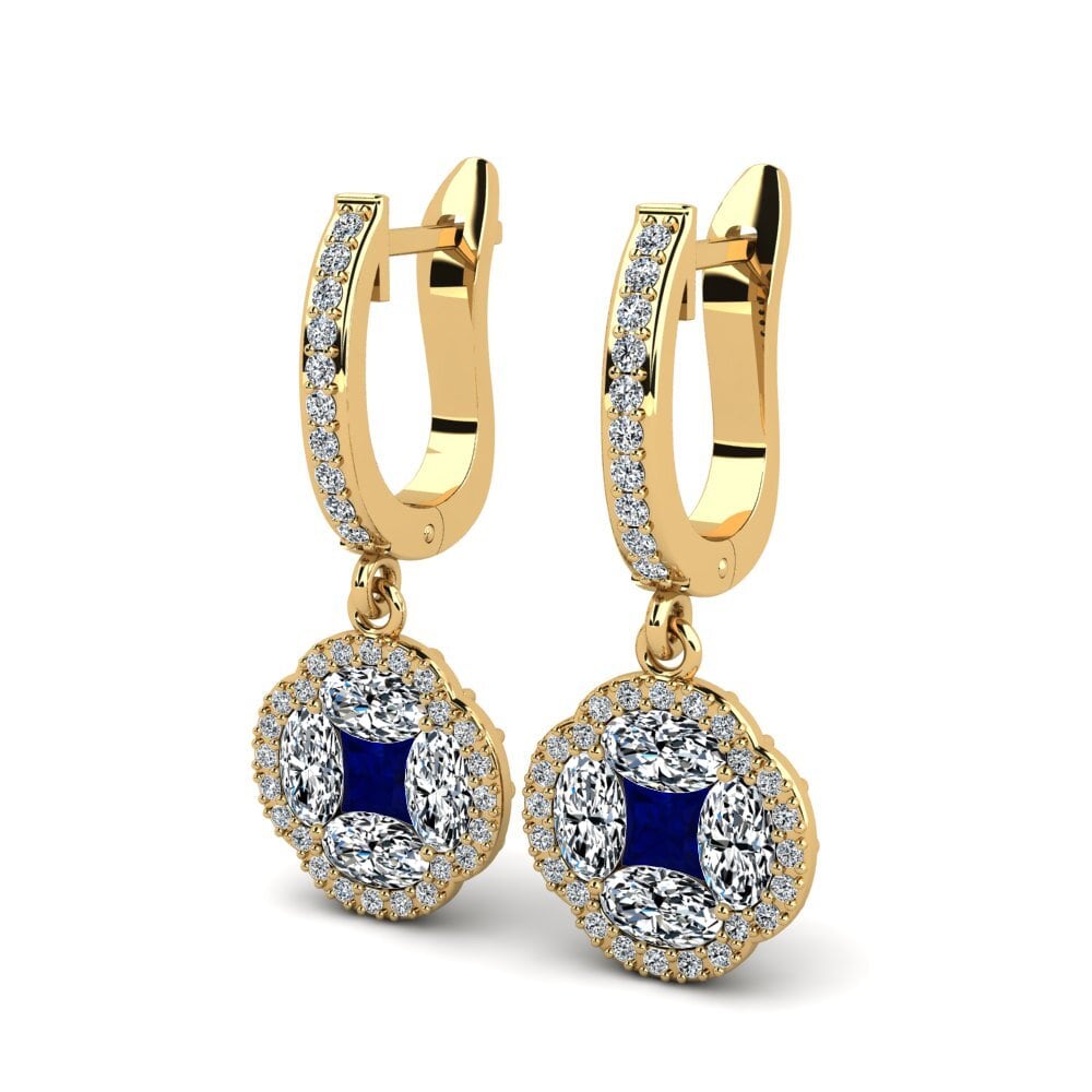 18k Oro Amarillo Princesa Pendiente de mujer Woullard