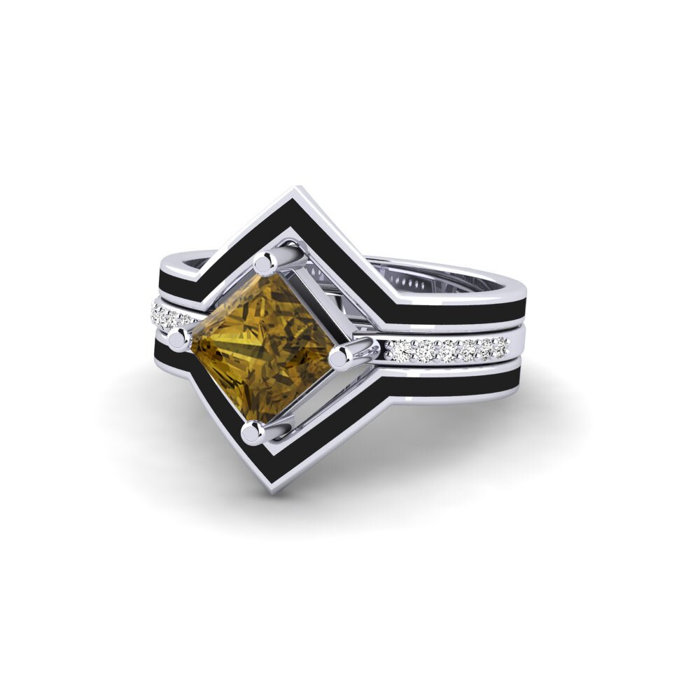 950 Platinum Brown Zircon Ring Wourg - SET