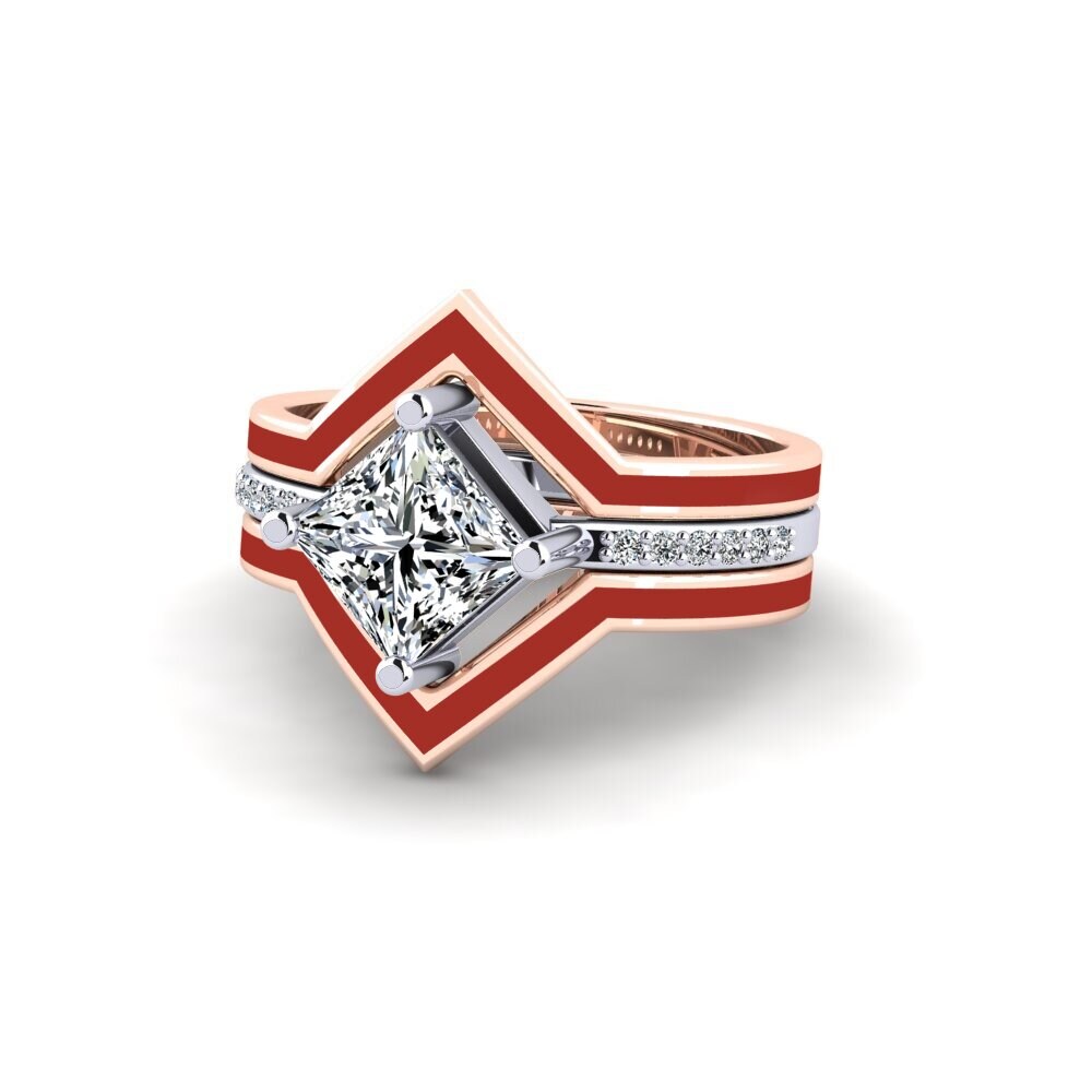 375 Rot & Weißgold Ring Wourg - SET