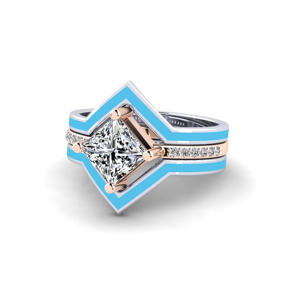 375 Weiß & Rotgold Ring Wourg - SET
