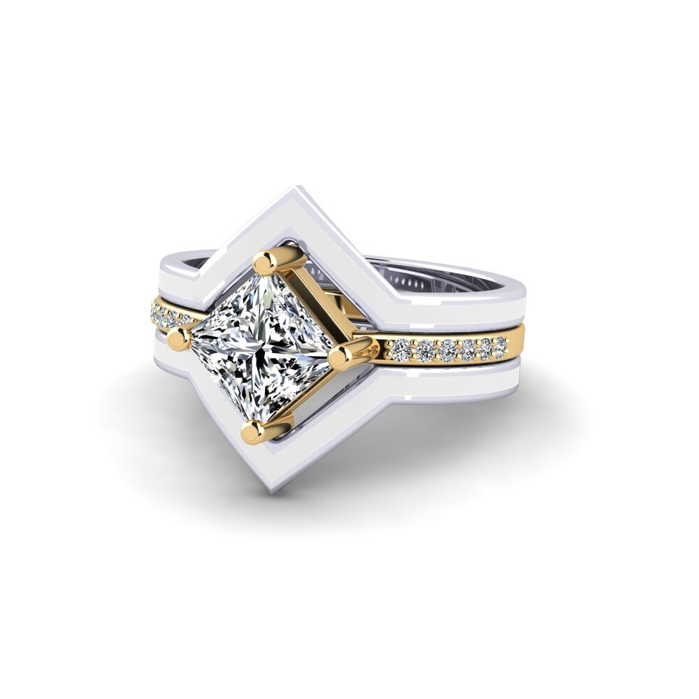 375 Weiß & Gelbgold Ring Wourg - SET