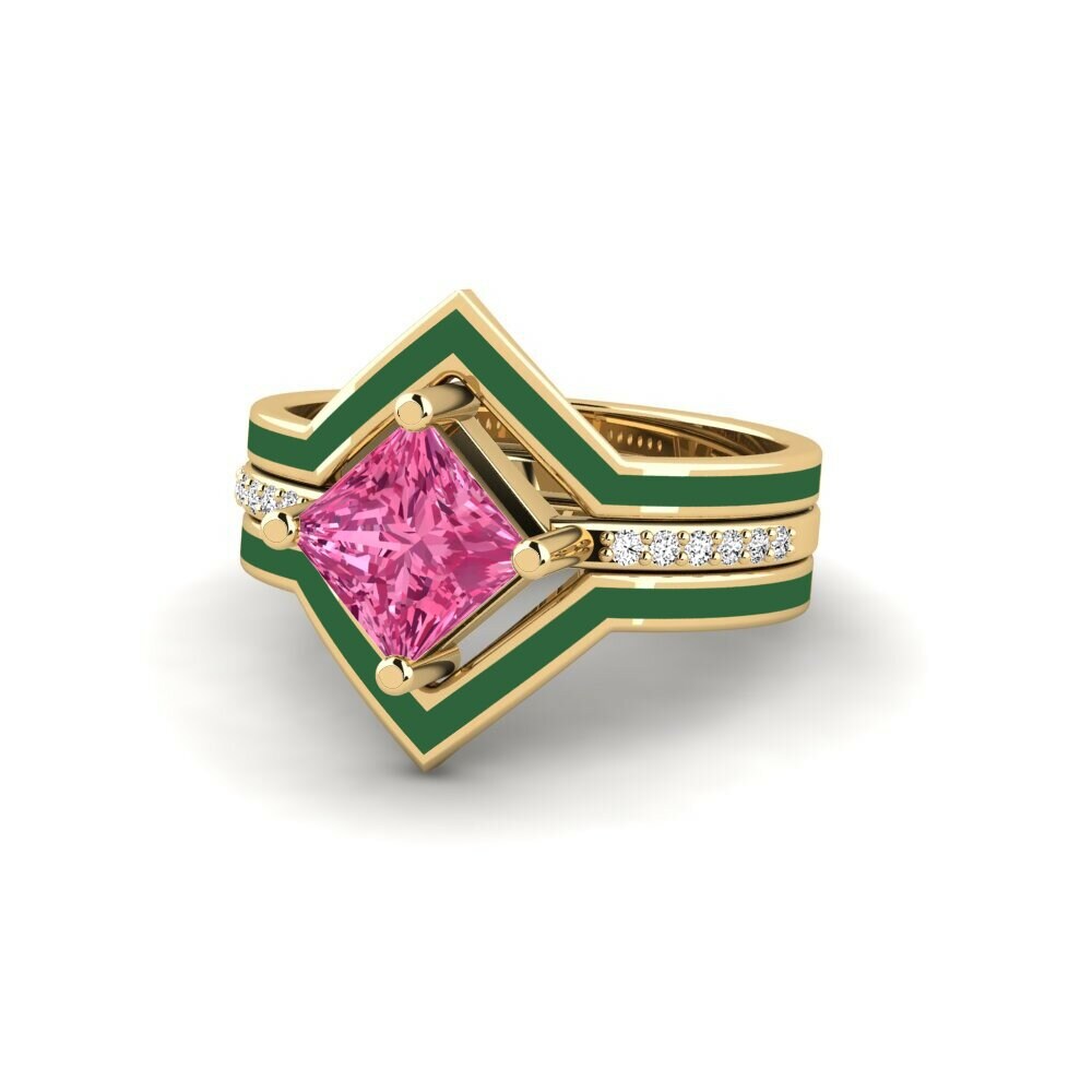 Tourmaline Rose Bague Wourg - SET