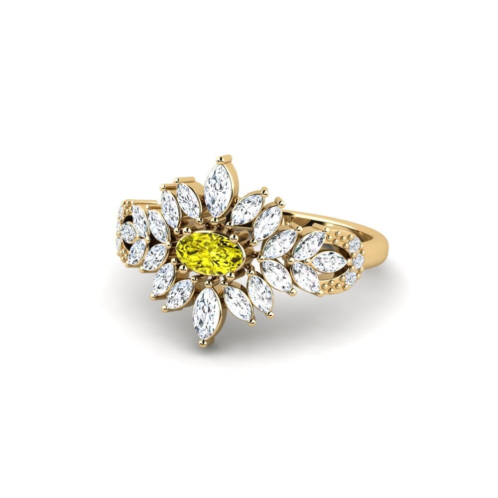 Diamante Amarelo Anel de Noivado Wrefrih