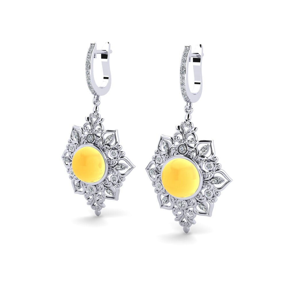 Đá Cabochon Thạch Anh Vàng Bông tai nữ Xeve