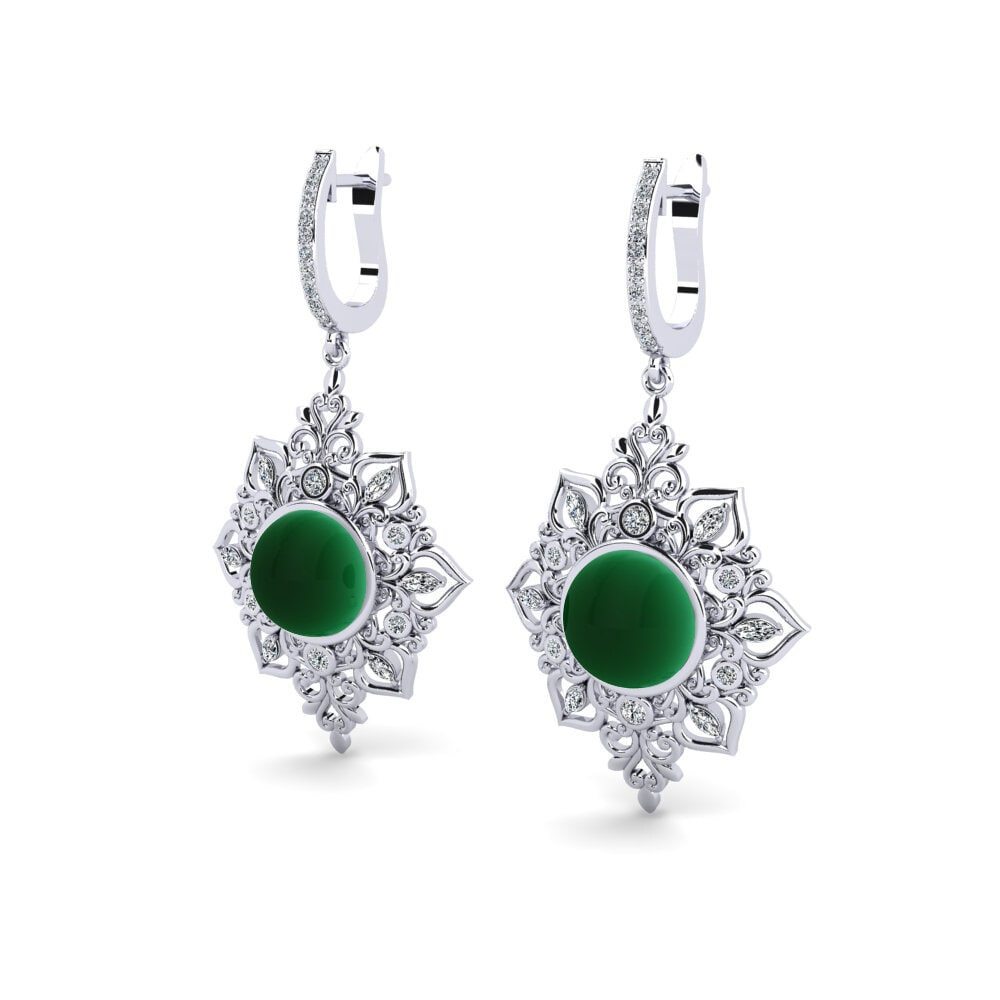 Đá Cabochon Ngọc Lục Bảo Bông tai nữ Xeve