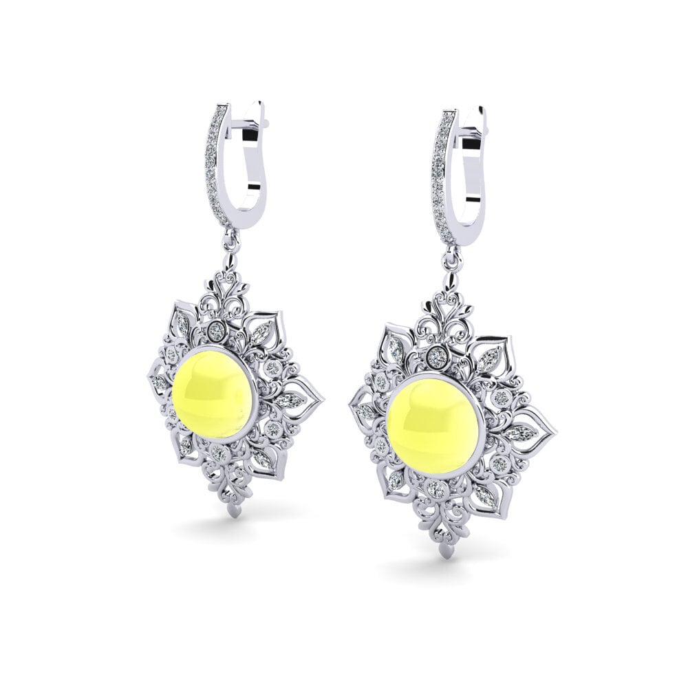 Đá Cabochon Topaz Vàng Bông tai nữ Xeve