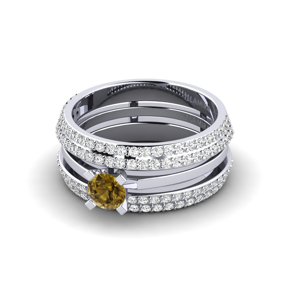 950 Platinum Brown Zircon Ring Xlifin - SET