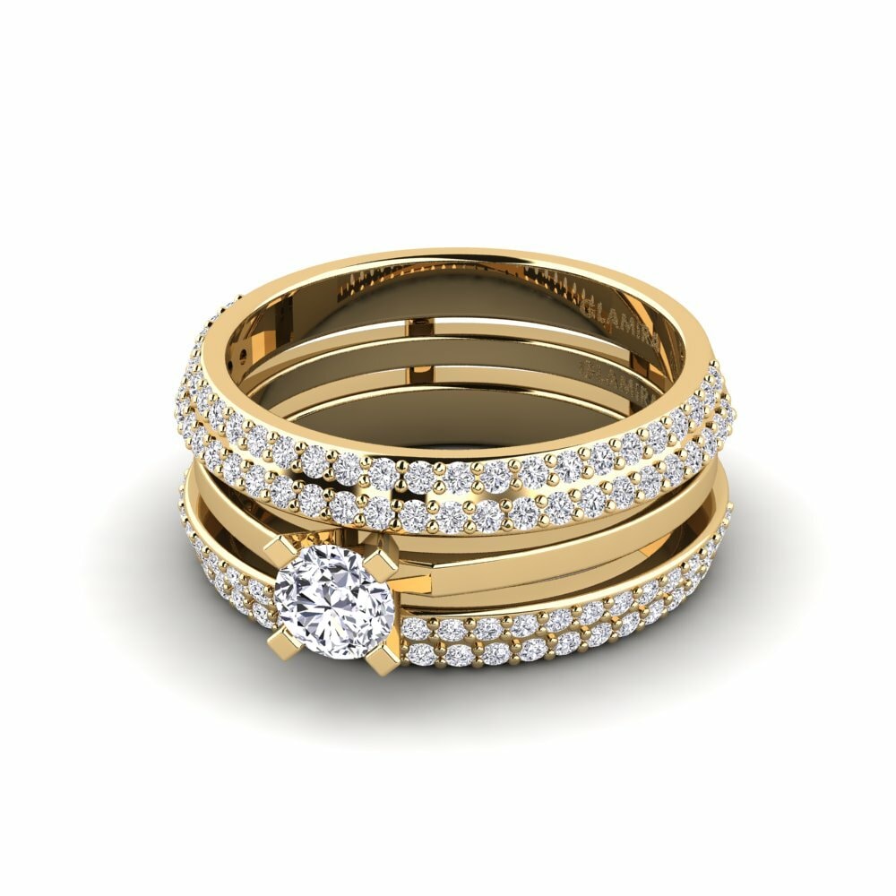 Round 0.35 Carat Enhancer Diamond 14k Yellow Gold Ring Xlifin - SET